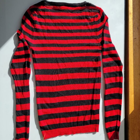 Vintage Biba Wool Black and Red Stripe Sweater Size S - Picture 2 of 6